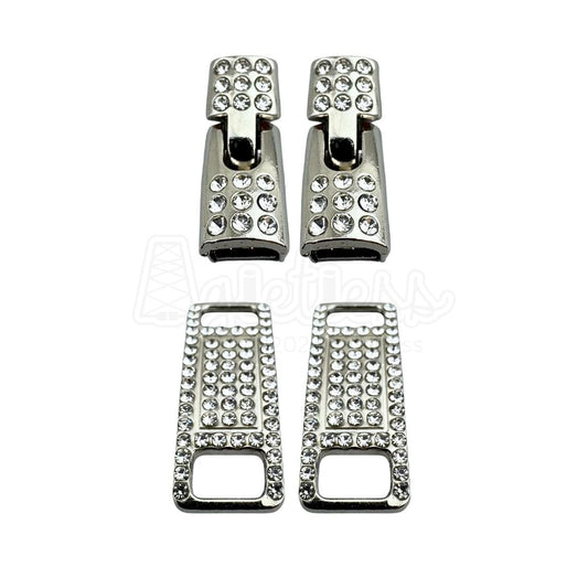 Elastische veters bling gesp sluiting zilver geschikt voor elastische veters van 6 tot 9 mm breed