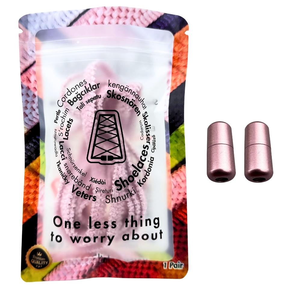 Elastische veters zonder strikken fluffy 7mm capsule sluiting roze in luxe verpakking