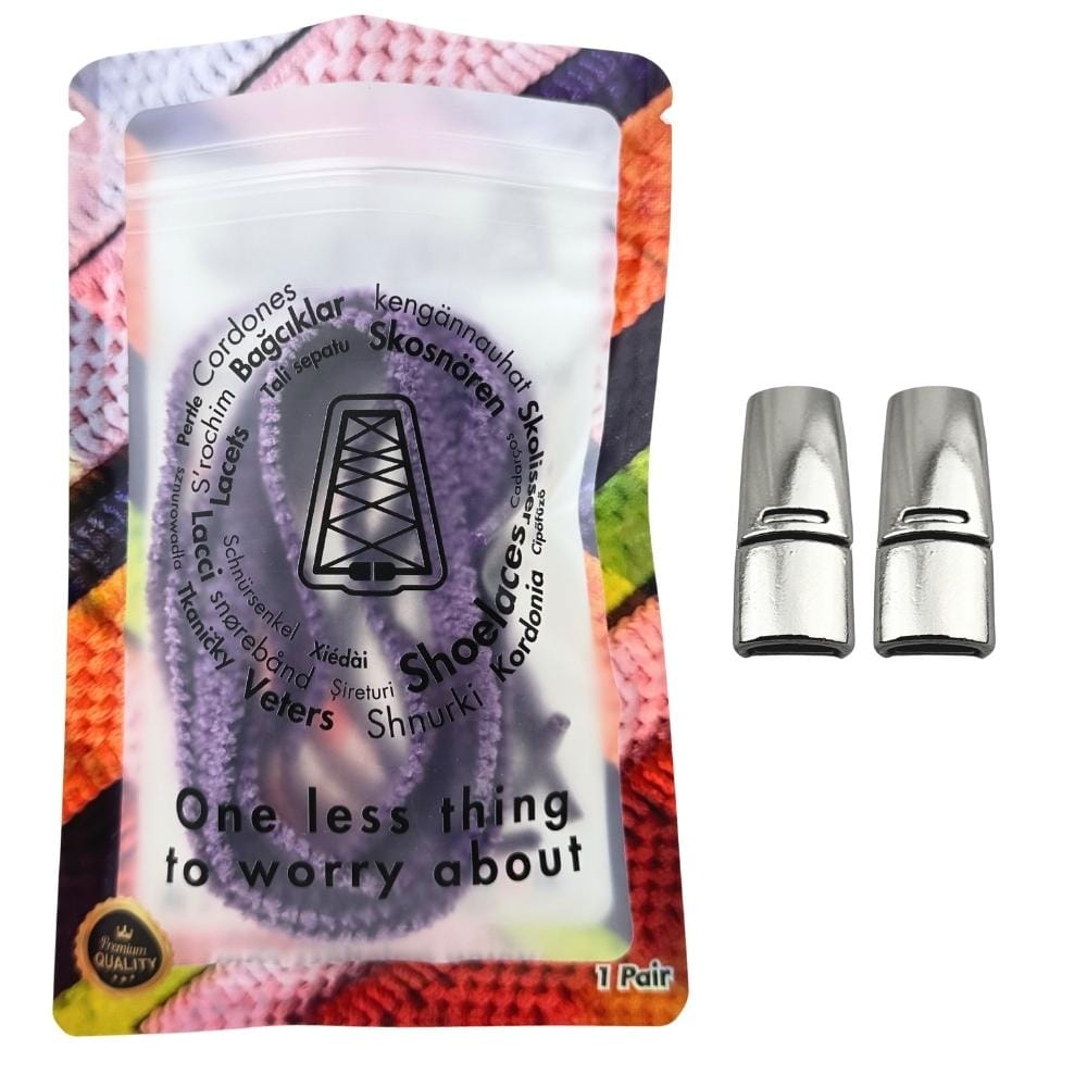 Elastische veters zonder strikken fluffy 7mm magnetische sluiting paars in luxe verpakking