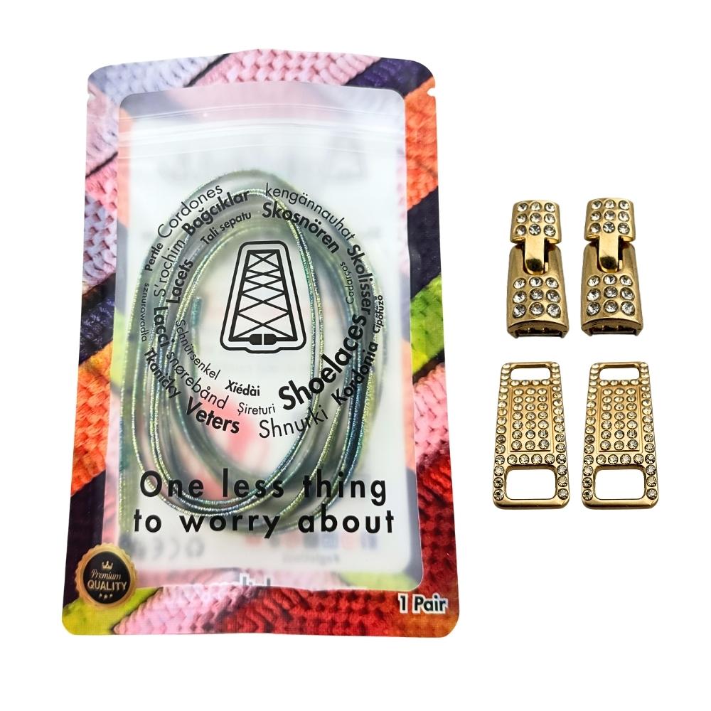 Elastische veters zonder strikken bling bling 6mm haak sluiting splash in luxe verpakking