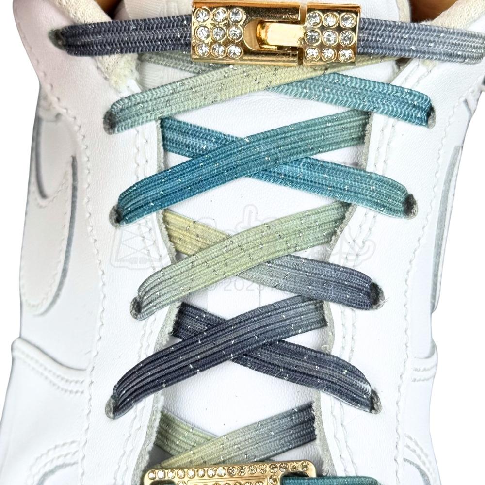 Elastische veters zonder strikken bling bling 6mm haak sluiting stars met stretch uitgerekt