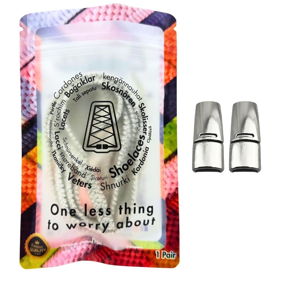 Elastische veters zonder strikken fluffy 7mm magnetische sluiting beige in luxe verpakking