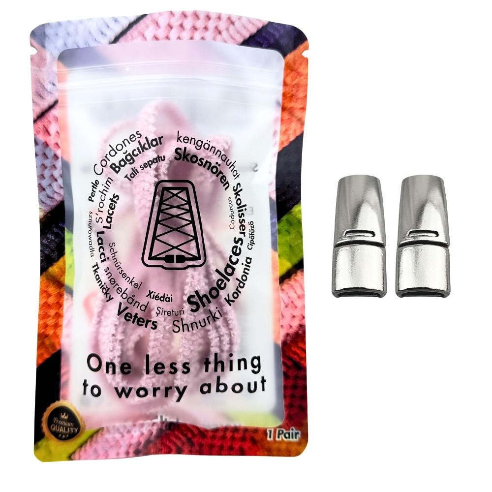 Elastische veters zonder strikken fluffy 7mm magnetische sluiting roze in luxe verpakking