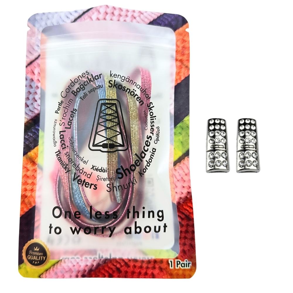 Elastische veters zonder strikken glitter 6mm bling magnetische sluiting candy in luxe verpakking