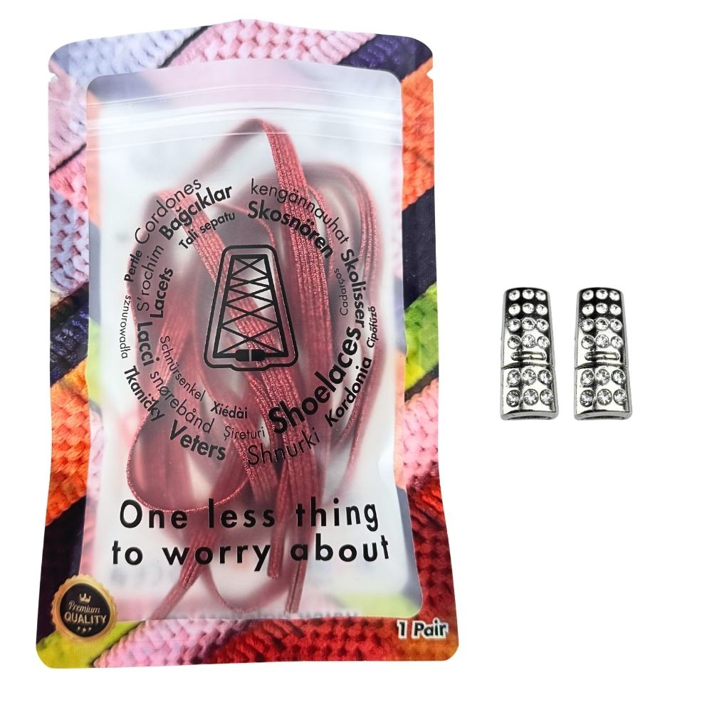 Elastische veters zonder strikken glitter 6mm bling magnetische sluiting rood in luxe verpakking