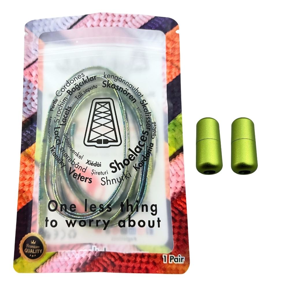 Elastische veters zonder strikken glitter 6mm capsule sluiting splash in luxe verpakking