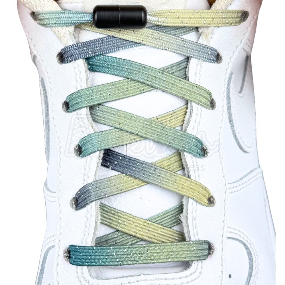 Elastische veters zonder strikken glitter 6mm capsule sluiting stars met stretch uitgerekt