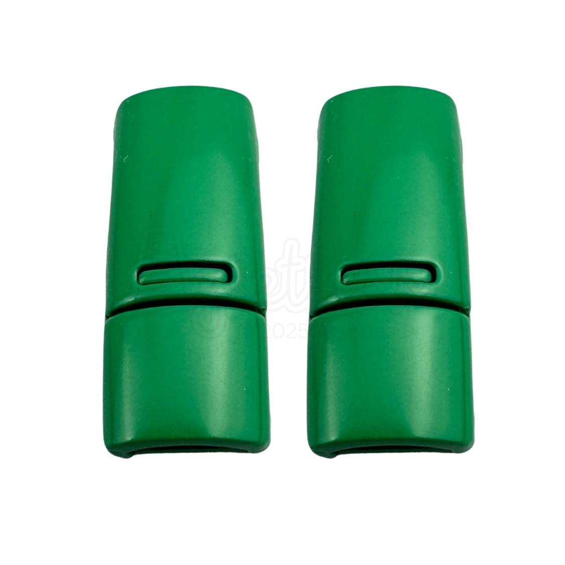 Elastische veters zonder strikken magnetische sluiting 6–9mm groen detailfoto van hoe de sluiting werkt