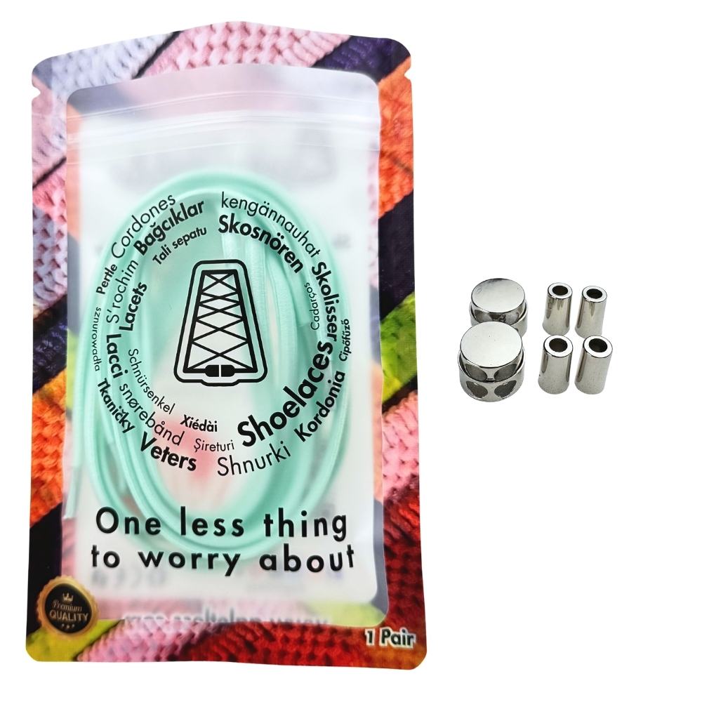 Elastische veters zonder strikken ovaal 4mm luxe lock lichtgroen in luxe verpakking