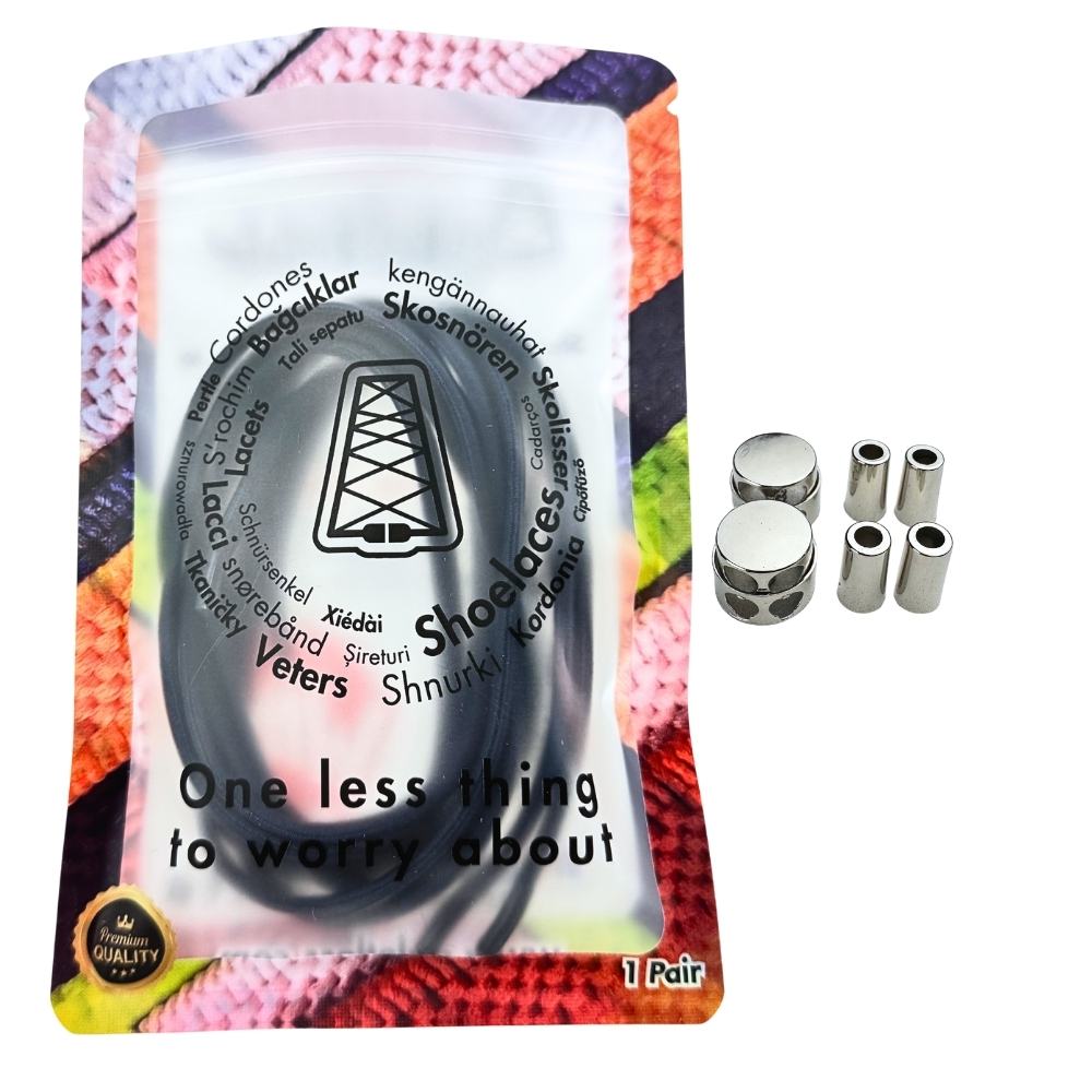 Elastische veters zonder strikken ovaal 4mm luxe lock marineblauw in luxe verpakking