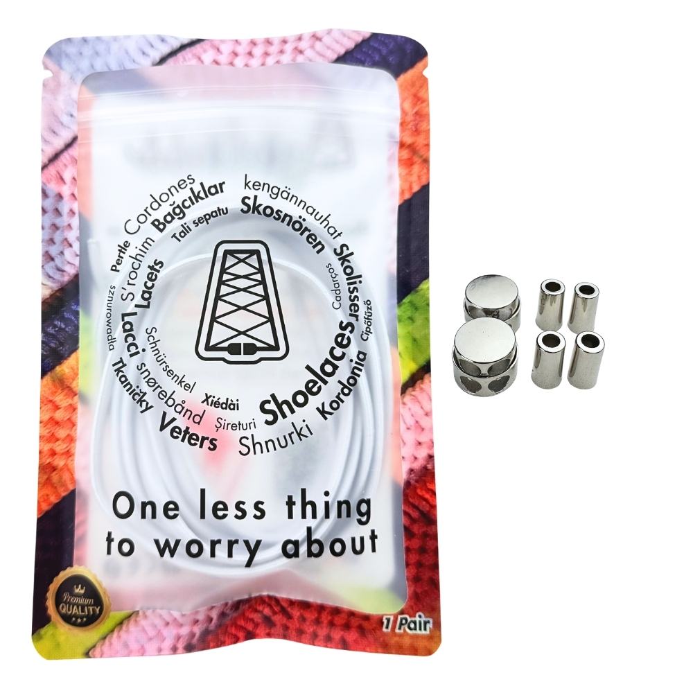 Elastische veters zonder strikken ovaal 4mm luxe lock wit in luxe verpakking