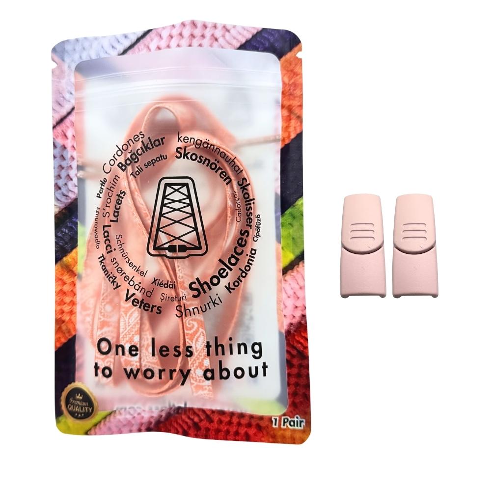 Elastische veters zonder strikken paisley 9mm magnetische sluiting roze wit in luxe verpakking