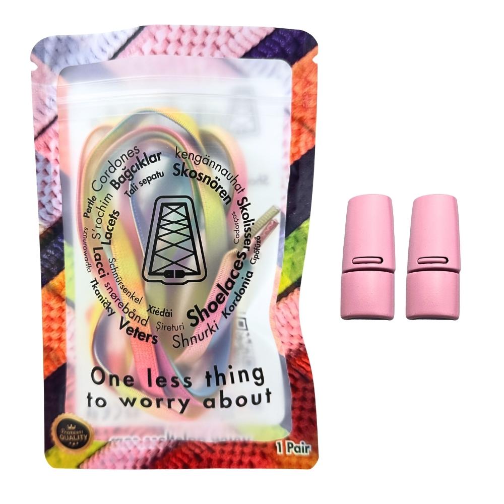 Elastische veters zonder strikken tie-dye 9mm magnetische sluiting snoepkleur in luxe verpakking