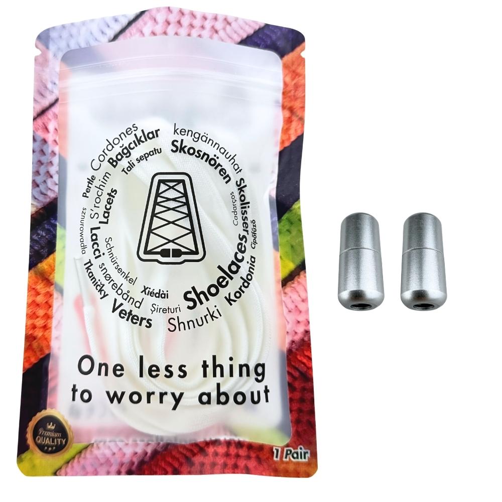 Elastische veters zonder strikken vintage 8mm capsule sluiting wit in luxe verpakking