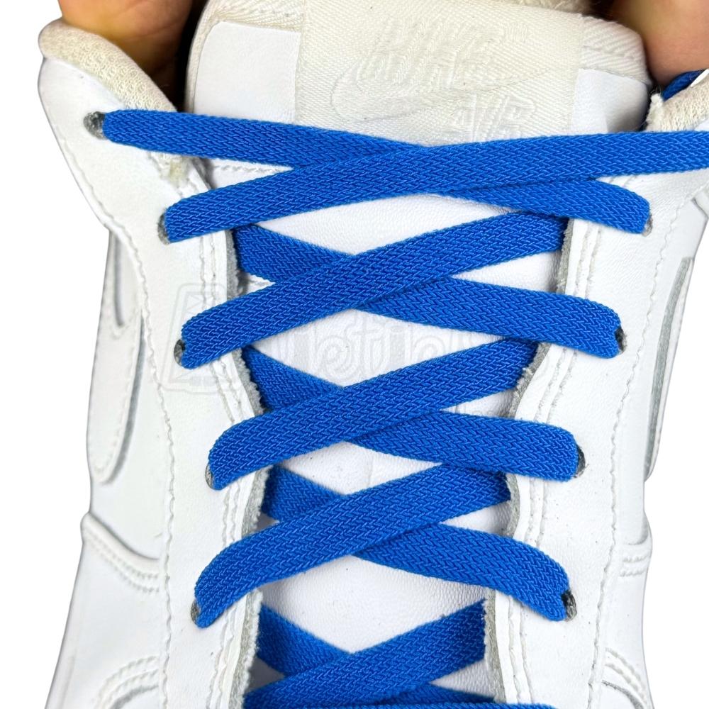 Elastische veters zonder strikken vintage 8mm onzichtbare clipjes blauw met stretch uitgerekt