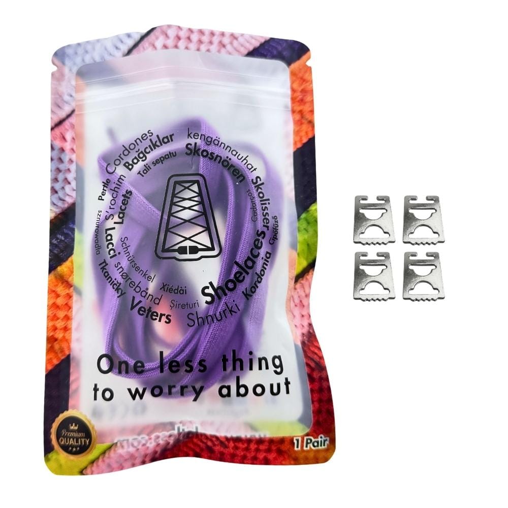 Elastische veters zonder strikken vintage 8mm onzichtbare clipjes paars in luxe verpakking