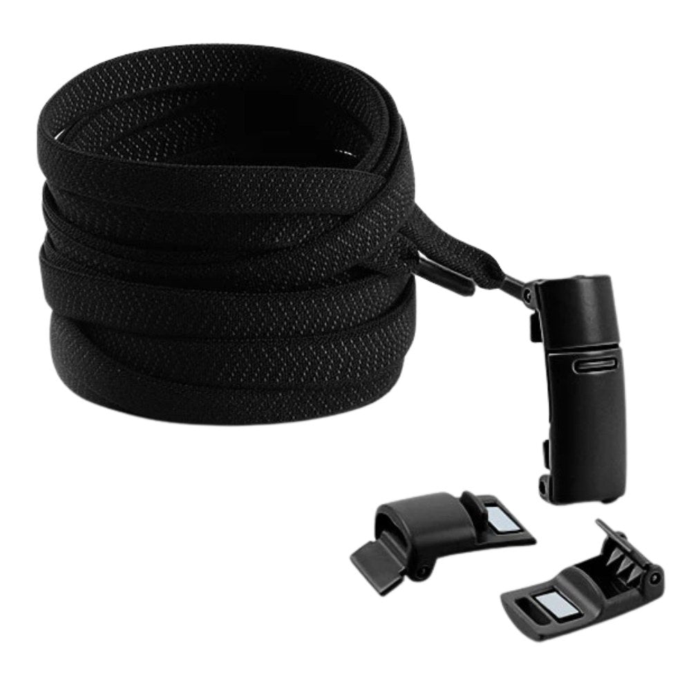 Zwarte elastische veters met magneetsluiting, handig voor sneakers en sport met extra comfort