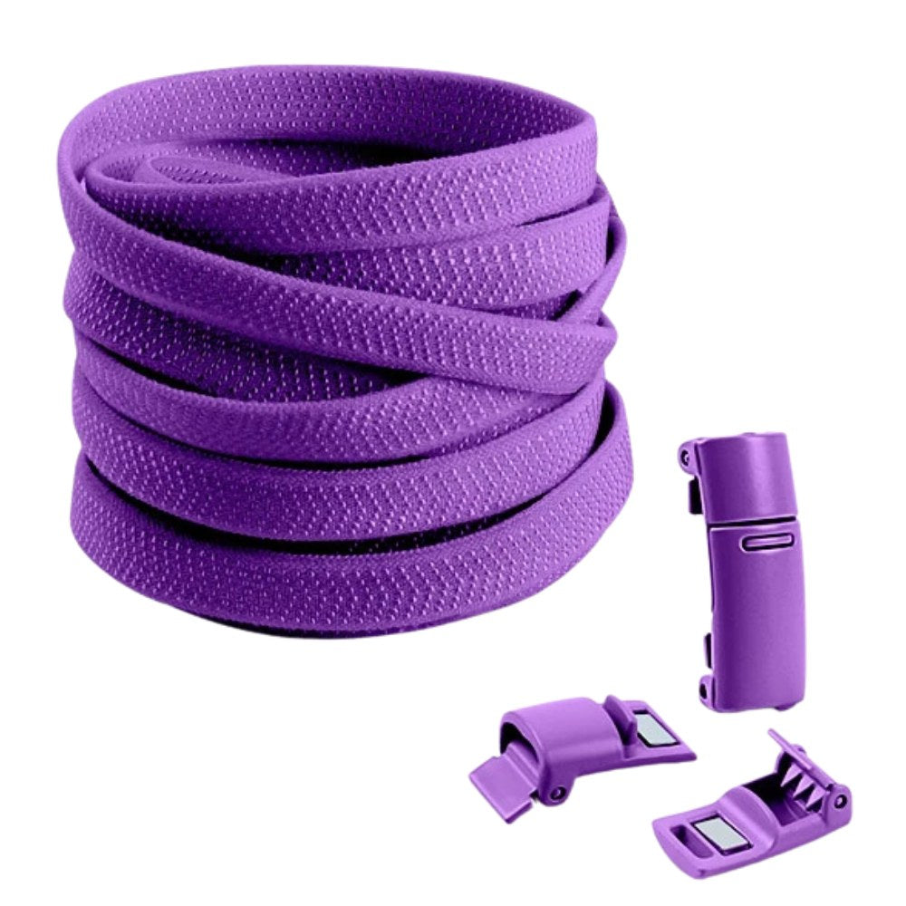 Paarse elastische veters met ronde sluiting en details, stijlvol en comfortabel
