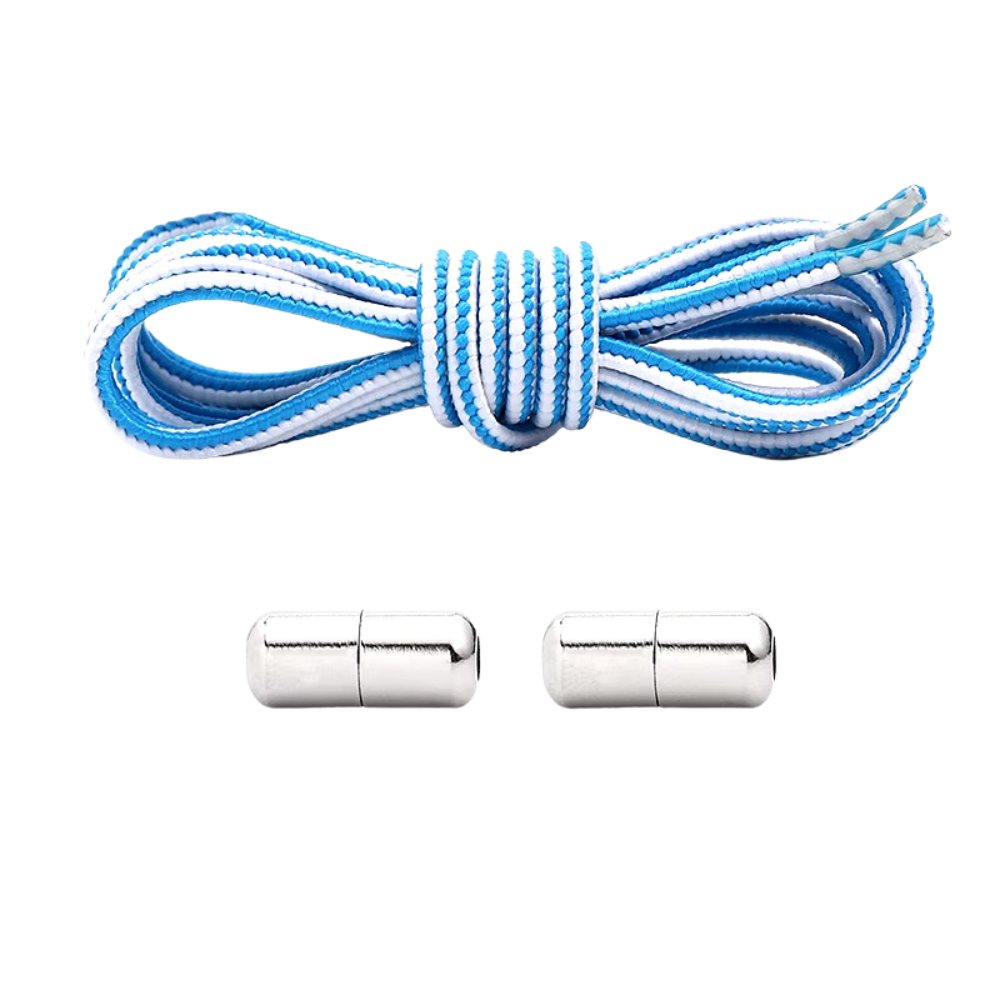 Sterke Elastische Veters Blauw Wit - 1 Paar