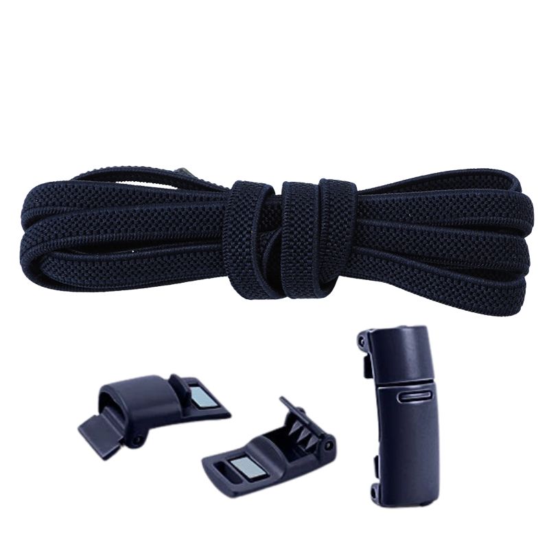 Elastische veters marineblauw plat 6mm met magnetische sluiting voor sneakers en kinderschoenen