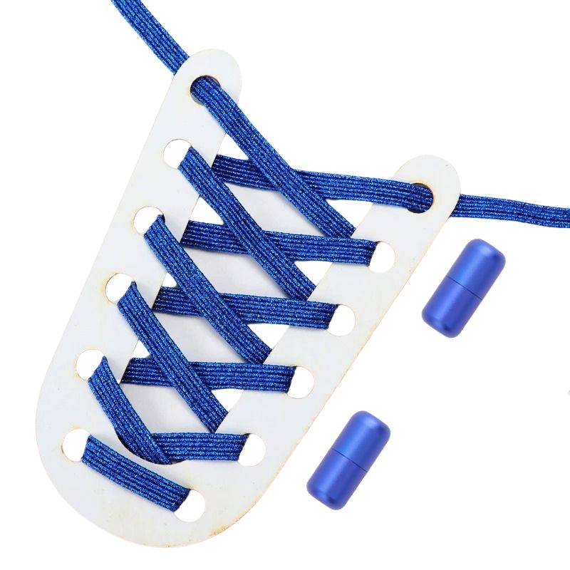 Glitter platte 3 mm elastische veters in koningsblauw met draaicapsule sluitsysteem voor een koninklijke en gebruiksvriendelijke stijl