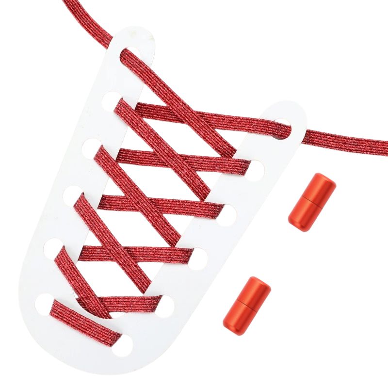 Elastische veters rozenrood glitter plat met draaicapsule sluiting voor sneakers en casual schoenen