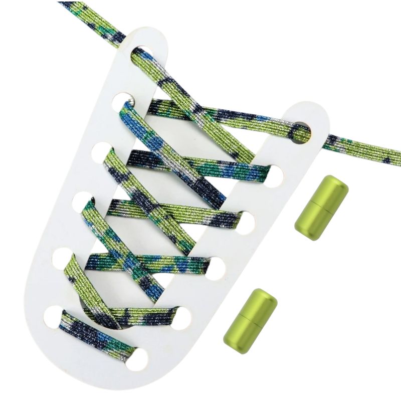 Glitter platte 3 mm elastische veters met inktspatpatroon en draaicapsule sluitsysteem voor een creatieve en unieke flair