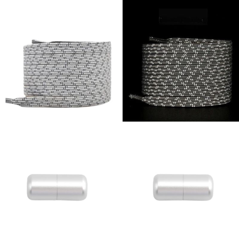 Elastische veters grijs reflecterend plat met capsulesluiting voor veilige schoenen met moderne uitstraling