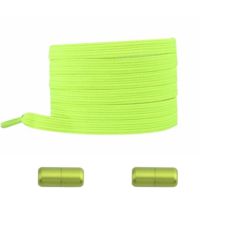 Fluorescerend groene platte nette elastische veters met capsulesluiting voor veiligheid in het donker