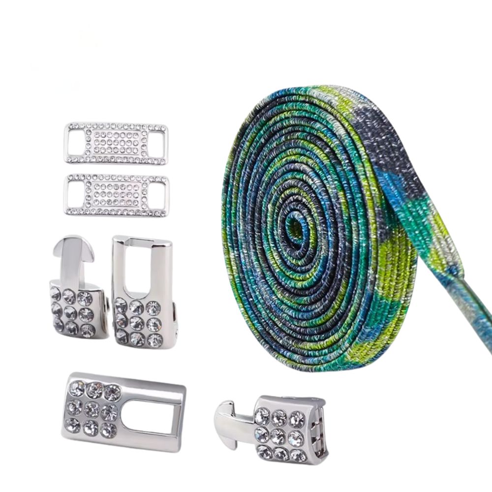 Bling elastische veters splash plat met zilveren sluiting