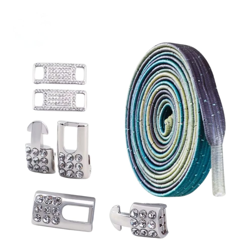 Bling elastische veters stars plat met zilveren sluiting