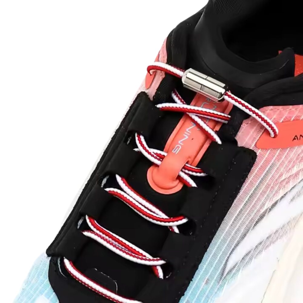 Sterke elastische veters rood wit voor stevige sneakers, voetbalschoenen en werkschoenen, duurzaam en rekbaar