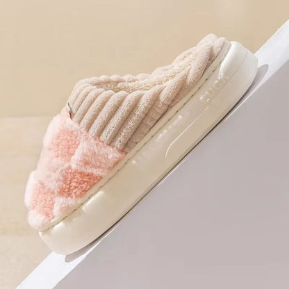 Warme geruite fluffy pantoffels - Dames