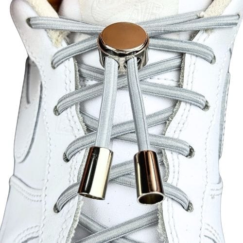 Elastische veters zonder strikken ovaal 4mm luxe lock grijs met stretch uitgerekt uitgelichte afbeelding