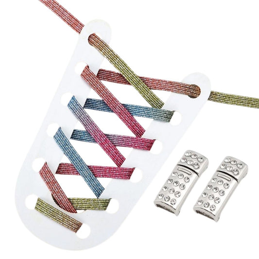 Elastische veters candy glitter plat met rhinestone magneetsluiting voor kleurrijke sneakers