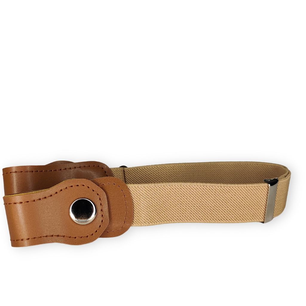Elastische kinderriem in effen beige kleur van Buckless®