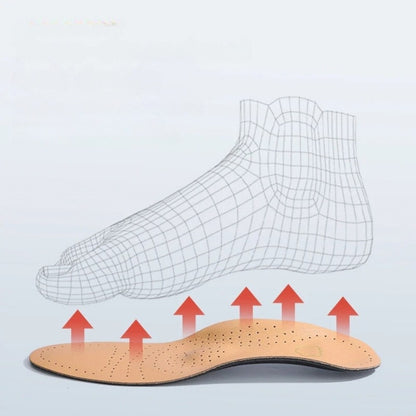 Lederen Orthopedische Inlegzolen met Boogondersteuning met een geïllustreerde voet