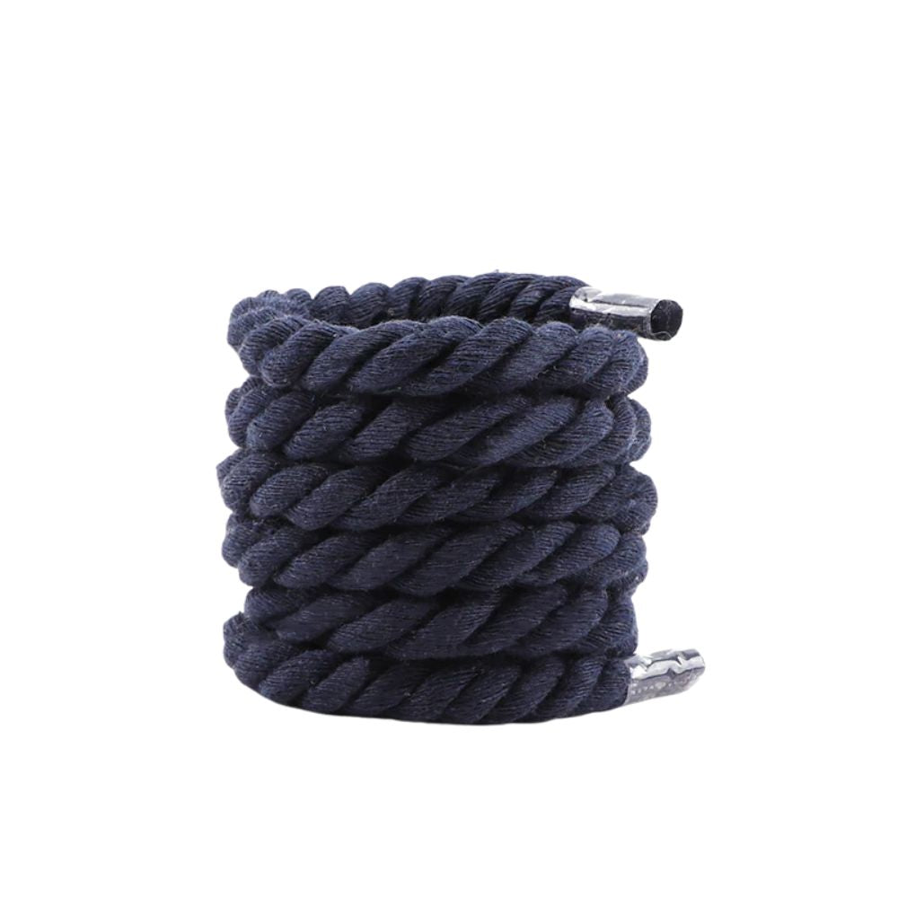 Rope laces extra dik marineblauw opgerold