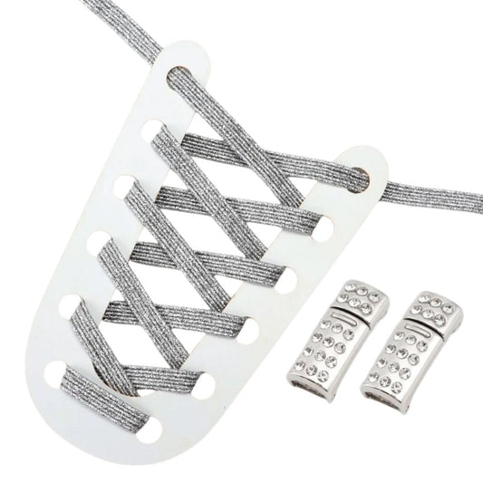Elastische veters zilver glitter plat met rhinestone magneetsluiting voor sneakers