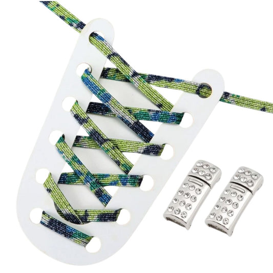 Elastische veters splash glitter plat met rhinestone magneetsluiting voor sneakers