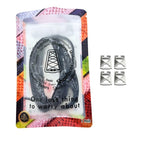 Elastische veters onzichtbaar strikken paisley 9mm onzichtbare clipjes zwart wit in luxe verpakking