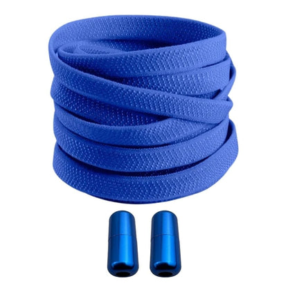 Productafbeelding van platte elastische veters van 8 mm met capsule sluiting in de kleur blauw