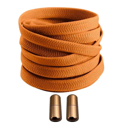 Productafbeelding van platte elastische veters van 8 mm met capsule sluiting in de kleur bruin