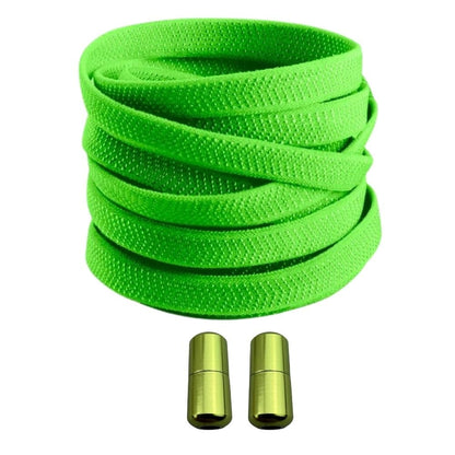 Productafbeelding van platte elastische veters van 8 mm met capsule sluiting in de kleur groen