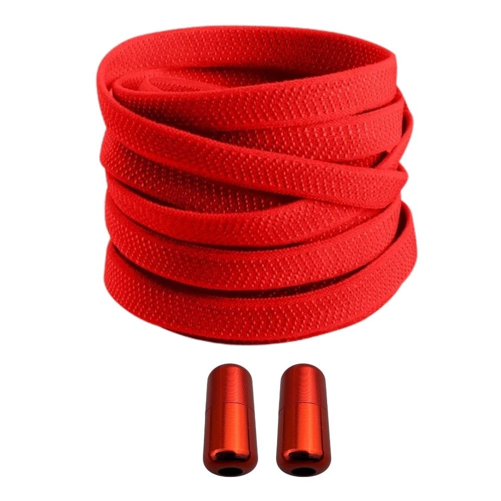 Productafbeelding van platte elastische veters van 8 mm met capsule sluiting in de kleur rood