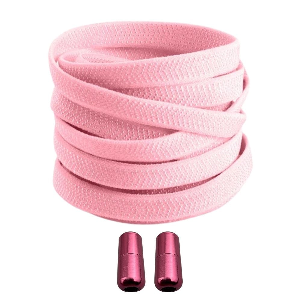 Productafbeelding van platte elastische veters van 8 mm met capsule sluiting in de kleur roze