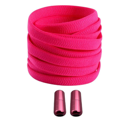 Productafbeelding van platte elastische veters van 8 mm met capsule sluiting in de kleur rozenrood