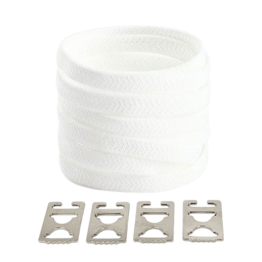 Productafbeelding van platte elastische veters van 8 mm met clipjes in de kleur wit