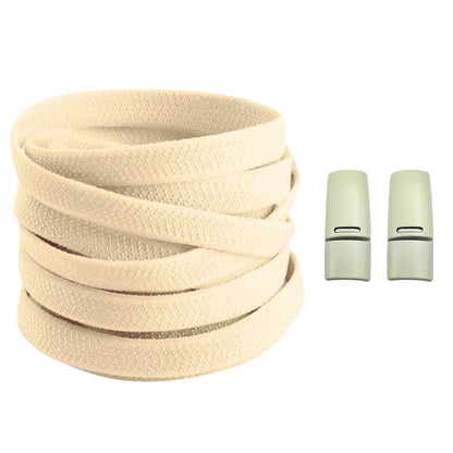 Productafbeelding van platte elastische veters van 8 mm met magneetsluiting in de kleur beige