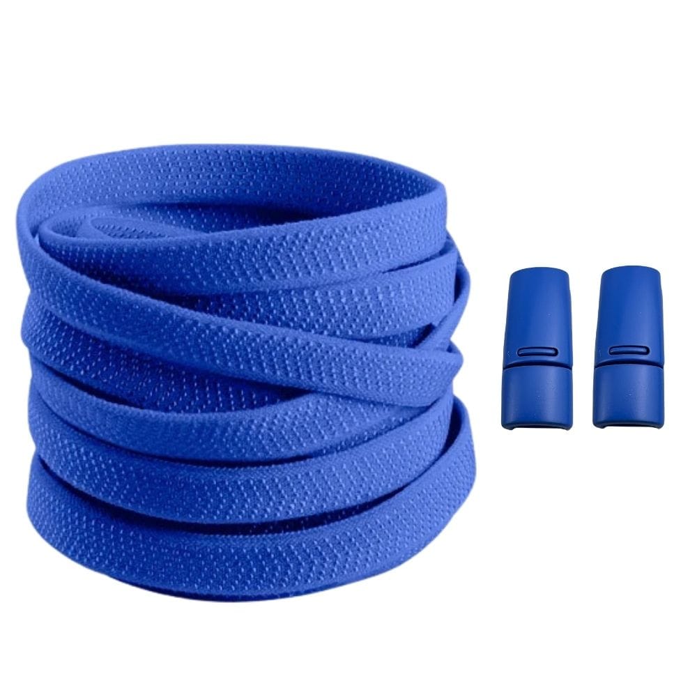 Productafbeelding van platte elastische veters van 8 mm met magneetsluiting in de kleur blauw